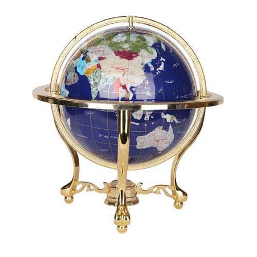 Globus Vintage - Weltkugel - Blaue Saphir-Sphäre - Goldfarbene Struktur